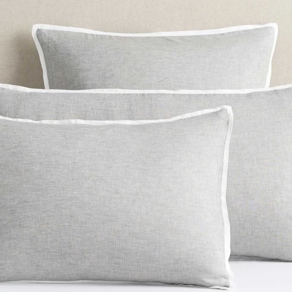 Set of 2 Pottery Barn Belgian Flax Linen Pillow Shams EURO Size Flagstone